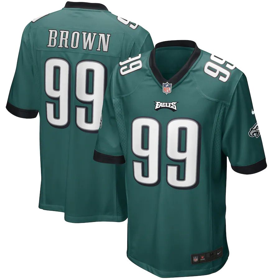 Men Philadelphia Eagles 99 Jerome Brown Nike Midnight Green Game Retired Player NFL Jersey